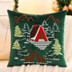 thumbnail image 1 of Juego de almohadas navideñas de peluche con diseño de copo de nieve y árbol de Navidad, de lana bordada, para sala de estar, sofá, decoración para fiestas navideñas., 1 of 5