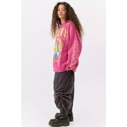 Urban Outfitters Women's Pink Oversized Sweatshirt Spiral Smile Face Crewneck Top NWOT (S/M, Pink)