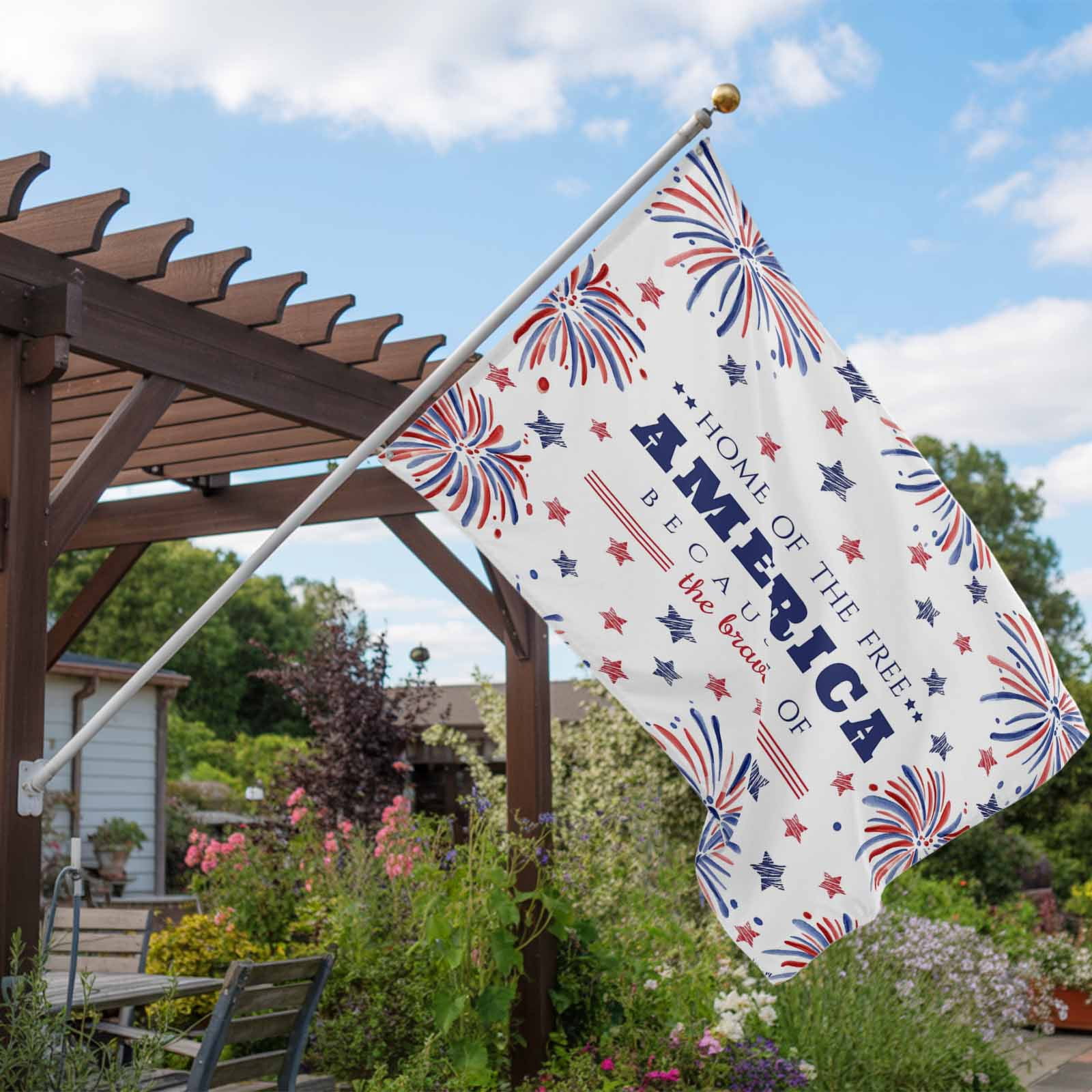 4th of July Flags for Outside 3x5 ft Patriotic Stars Fireworks Outdoor Flags Double Sided Grommets House Banner Free USA Flag Patio Yard Flag for Outdoor Party Porch Independence Day Decor