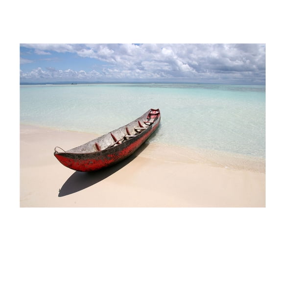 Startonight Mural Wall Art A Red Canoe - Beach Theme Photo Wallpaper 100" x 140"