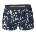 thumbnail image 6 of Men's Boxer Briefs, Blossoms on Navy Background Soft Comfy Mens Underwear Boxer Briefs Breathable With Widen Waist, 6 of 7