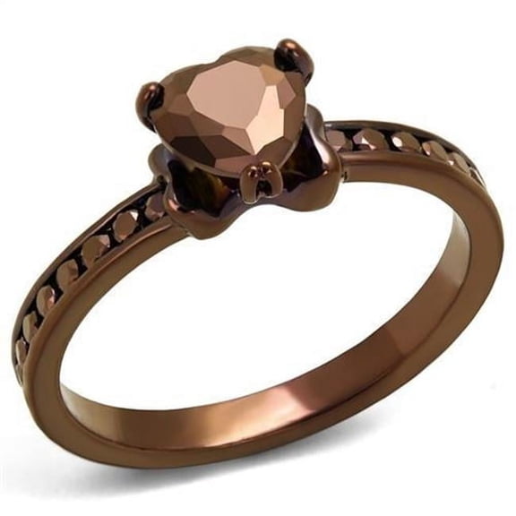 Alamode 3W1191-6 Women IP Coffee Light Brass Ring with AAA Grade CZ in Light Coffee - Size 6
