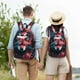 thumbnail image 4 of Disketp Red Flame Wolf Head print Canvas Backpack Lightweight Travel Daypack Student Rucksack Laptop Backpack-, 4 of 5