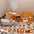 thumbnail image 5 of Mini Doll House Bathroom Furniture Set - White & Wood Color Basin, Faucet, and Accessories for Dollhouses, 5 of 8