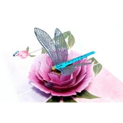 Peony Dragonfly 3D Pop Up Card - Flower Bouquet 3D Pop Up Card -   Mother's Day, Valentine's Day, Birthday, Thank you, Get Well - for Friend, for Wife, for Grandma, for Daughter, for Girlfriend