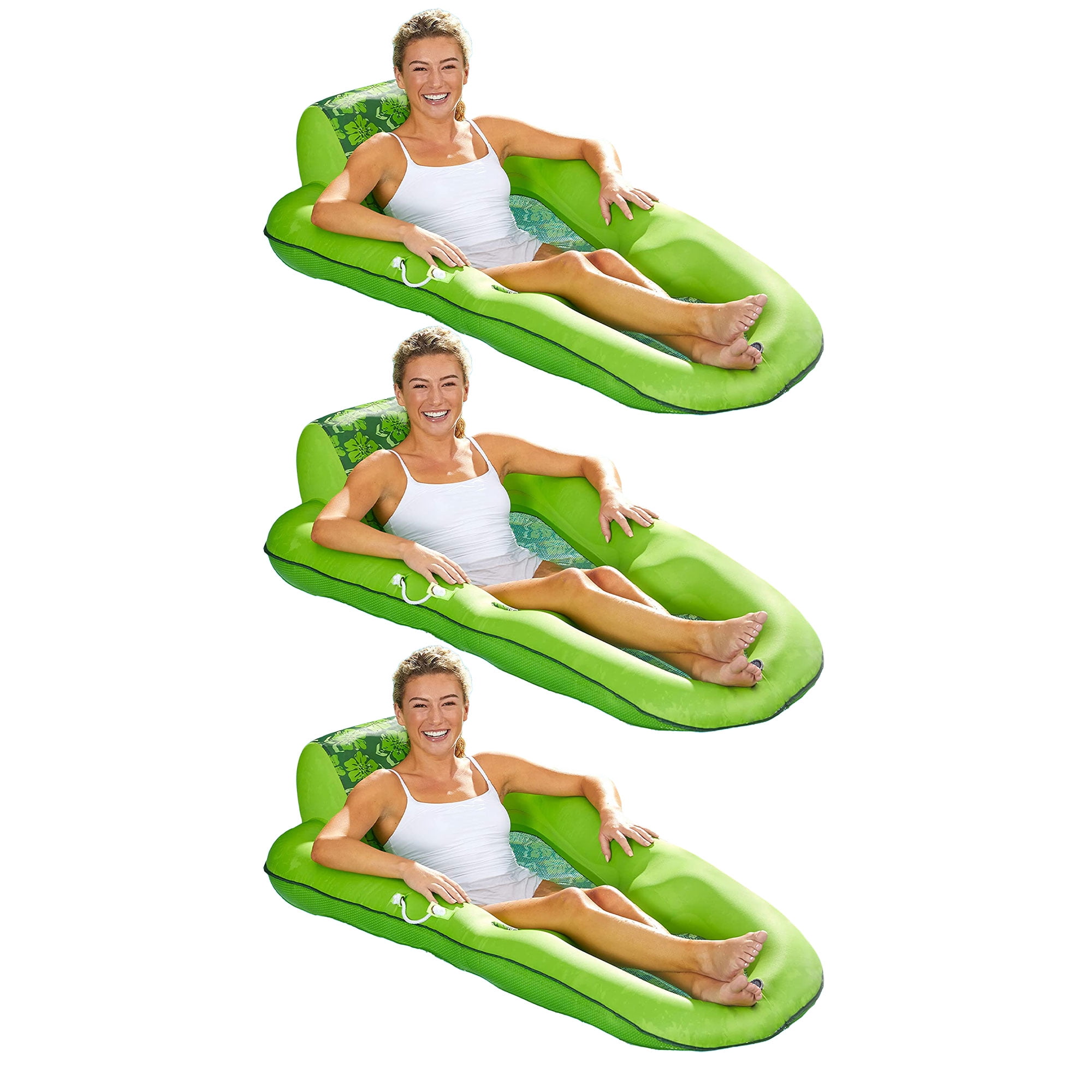 Aqua Leisure Luxury Water Recliner Pool Floats w/ Headrest, Lime (3