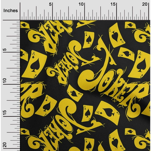 oneOone Cotton Jersey Black Fabric Joker & Poker Text Sewing Material Print Fabric By The Yard 58 Inch Wide