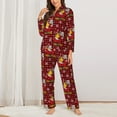 thumbnail image 2 of Yiaed Vintage Santa Skiing Red Plaid Print Pajamas Women's Long Sleeve Sleepwear Soft Button Down Loungewear Pjs Lounge Set Nightwear Womens Pajama Pants-XX-Large, 2 of 7