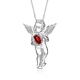 thumbnail image 2 of RYLOS Matching jewelry Sterling Silver Guardian Angel Set: Necklace, Tennis Bracelet, & Ring. Gemstone & Diamonds, 7"-8" Wrist & 18" Chain.  Garnet January Birthstone; Size 6, 2 of 9