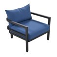 thumbnail image 5 of Modern 4-Piece Patio Furniture Set, Outdoor Sectional Sofa Set Steel Conversation Set with Loveseat, 2 Armchairs and Coffee Table, All Weather Metal Frame Chair Set with Blue Cushions, 5 of 9
