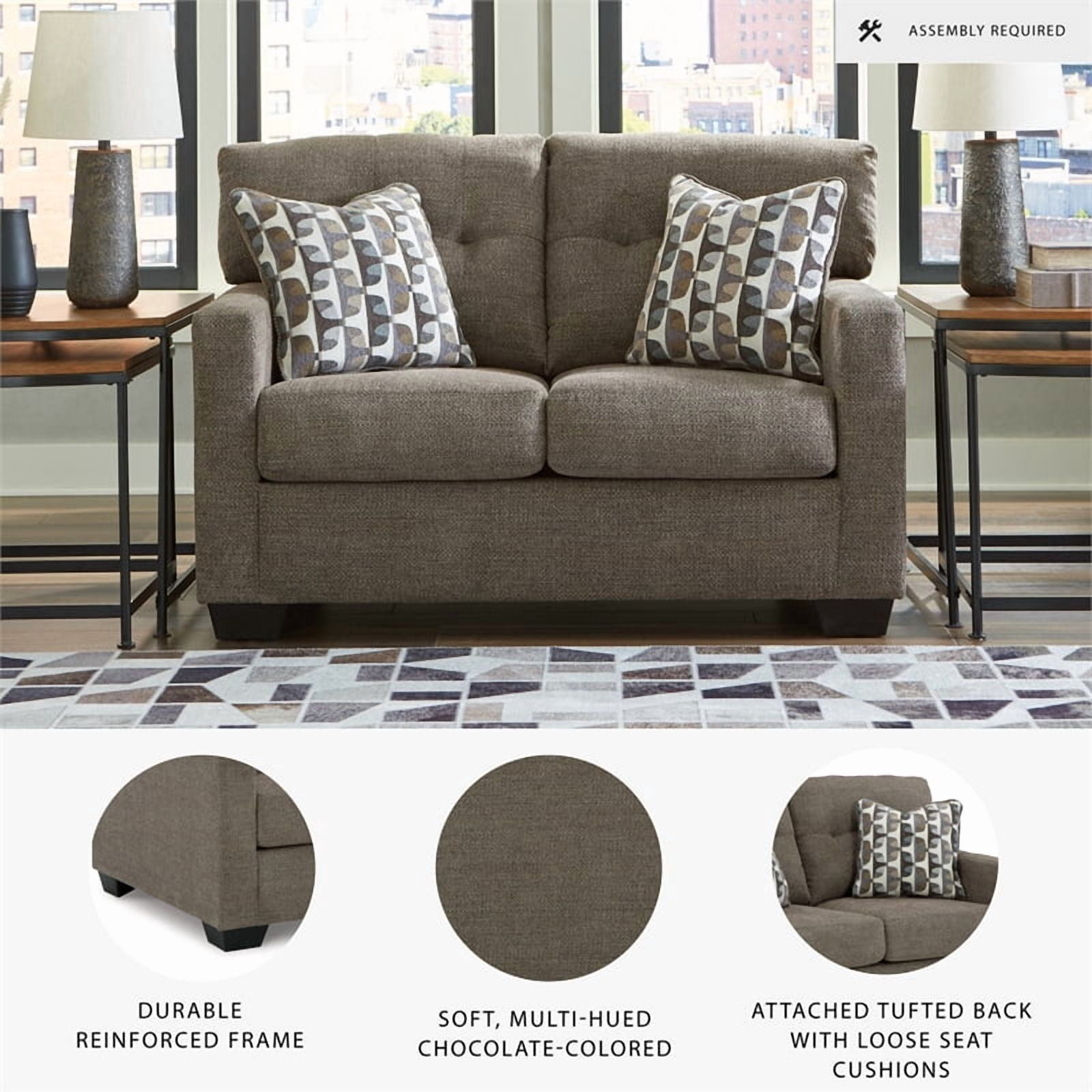 Signature Design by Ashley Mahoney Chocolate Loveseat