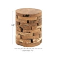 thumbnail image 4 of DecMode Brown Contemporary Round Stacked Brick Style Wood Accent Table, 14"W x 18"H, 4 of 13