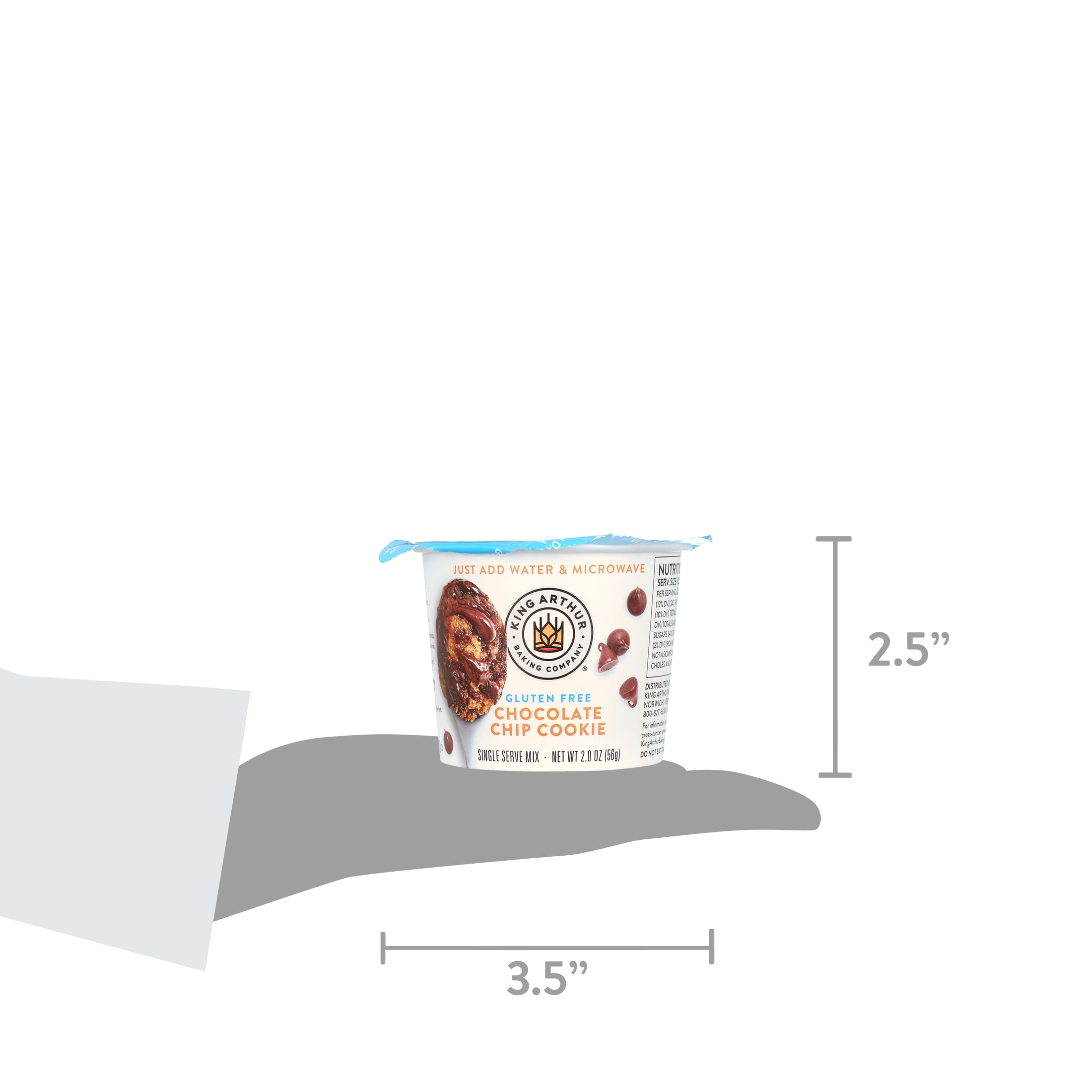 (3 pack) King Arthur Baking Company, Non-GMO Gluten Free Chocolate Chip Cookie Single Serve Mix Dessert Cups, 2 oz