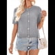 thumbnail image 3 of Cárdigan de Corta de Verano para Mujer, Tejido de Cable, Cuello Redondo, Botones y Botones Gris M, 3 of 9