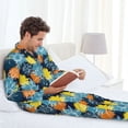 thumbnail image 6 of Naloa Sunflowers Men’s Pajamas Set - Long Sleeve Button Down Sleep Shirt and Pajama Bottoms Sleepwear Set-X-Large, 6 of 7