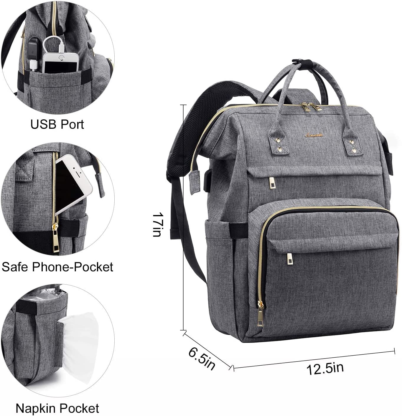 YOUI-GIFTS Nurse Backpack Laptop Backpack for Women with Stethoscope Case & USB Charging Port Anti Theft Travel Backpacks Bookbags Doctor Bag Fits 15.6 Inch Laptop and Notebook, Black