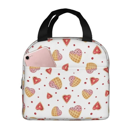 Insulated Lunch Bag for Women Men - Heart Waffle Print Leakproof Cooler Lunch Box for Women Men  Lunch Tote Bags for Work School Picnic Travel