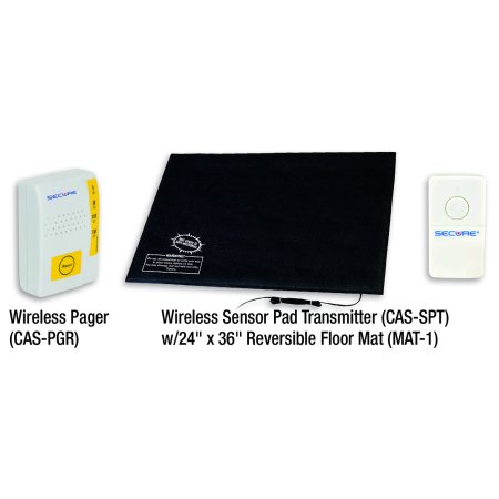 Secure Wireless Floor Mat Sensor Alert System with Remote Caregiver Pager - No Alarm in Patient