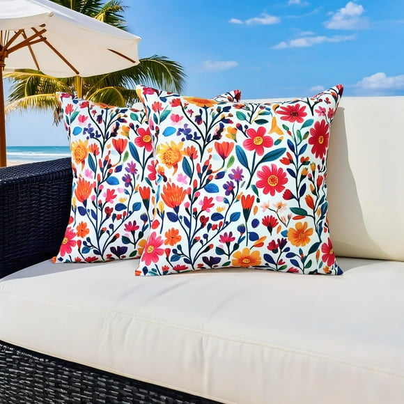 Fundas de Almohada QoBexim Estampado Floral Impermeable 45x45 cm Juego de 2