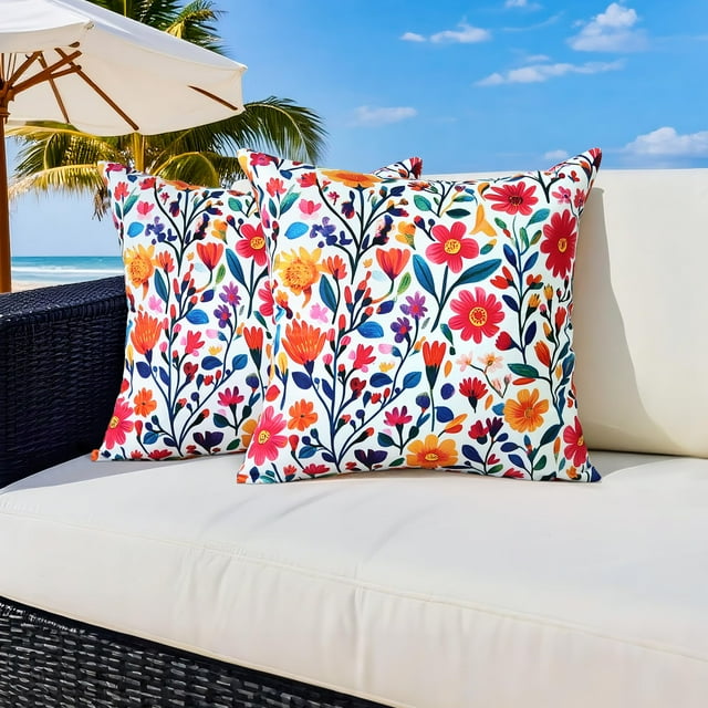 Fundas de Almohada QoBexim Estampado Floral Impermeable 45x45 cm Juego de 2