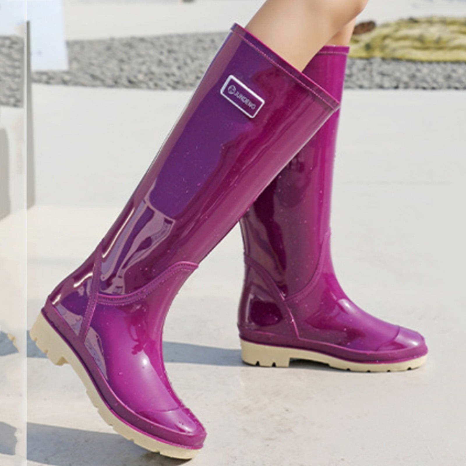 Oyedens Knee High Rain Boots for Women Rubber Waterproof Anti-Slipping Knee Length Tall Rainboots