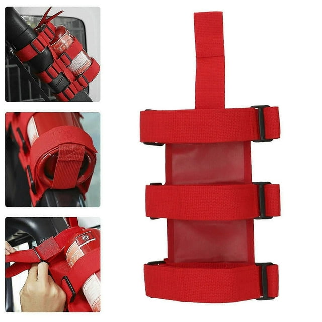 Red Fire Extinguisher Holder Adjustable Car Fire Extinguisher Holder Car Roll Bar Fixed for Jeep Wrangler TJ JK JL 97-18~4087