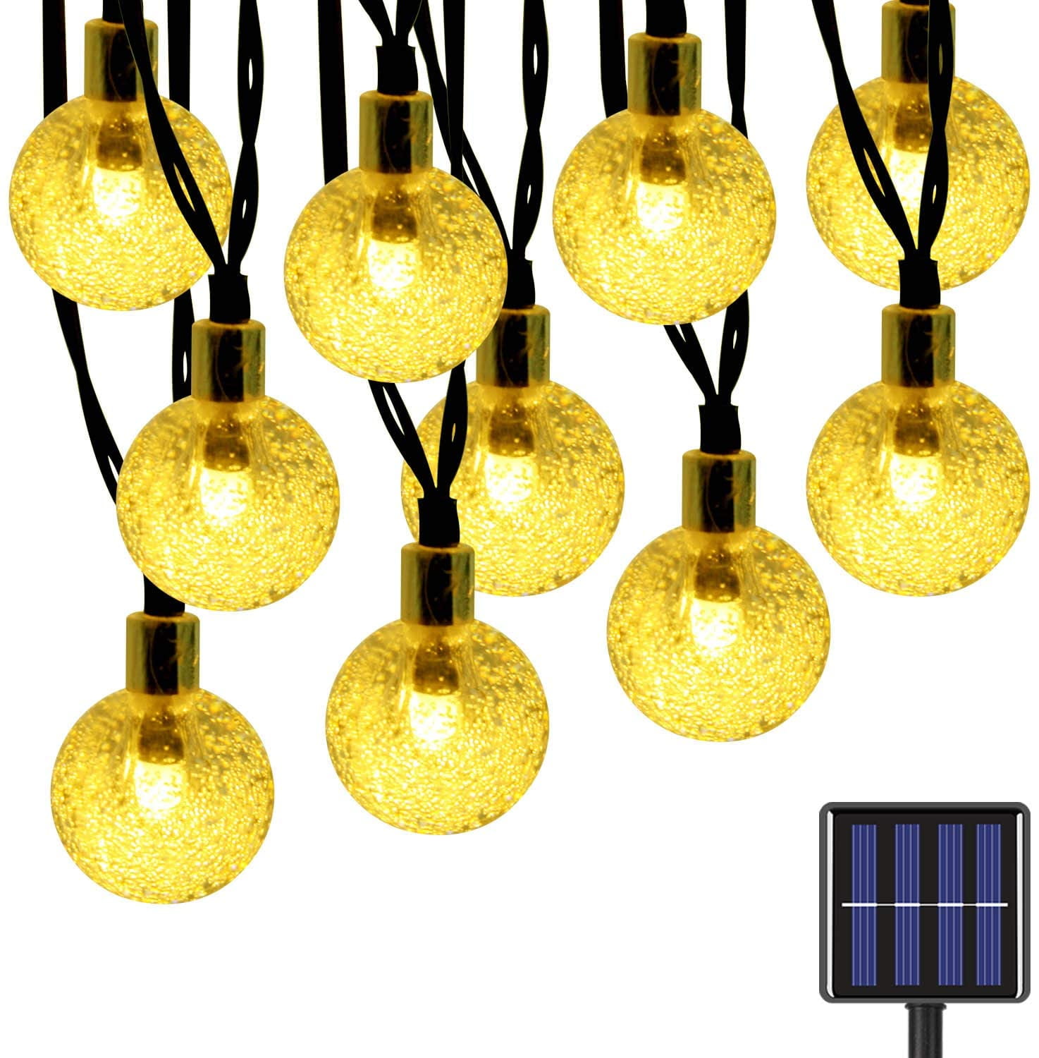 Globe Solar String Lights Outdoor, Upgraded UltraBright Crystal Ball