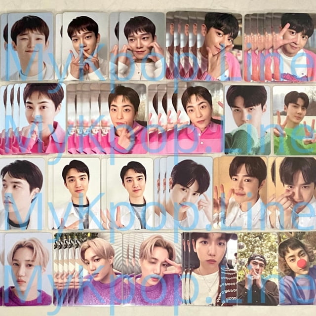 Photocard Fortune oficial EXO MD Fanmeet Buttonscarvesck Pink Christmas O'Clock Debut 10th Anniversary Merchandise D.O. Pc Chanyeol Sehun Kai Chen Suho Baekhyun Xiumin Jongin Jongade Selca Concept Sel