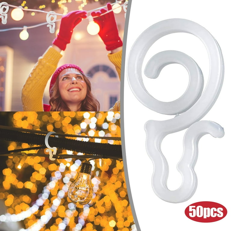 Zainafacai Command Hooks Christmas Light Hooks Mini Gutter Hang Hooks  Plastic Clip Outside String Lights Household Supplies C