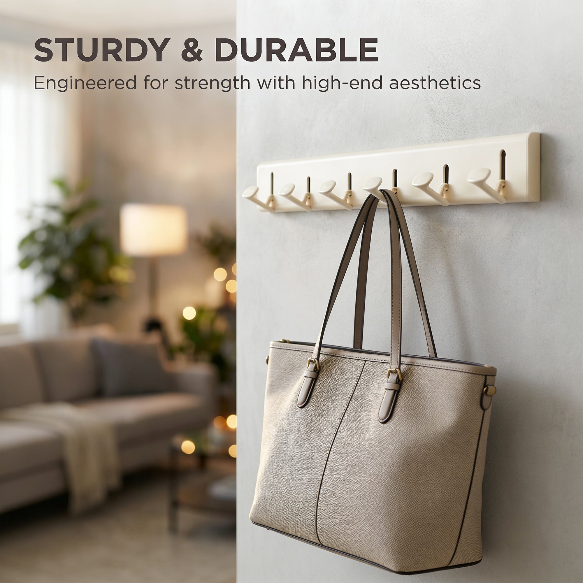 Unique Bargains Coat Rack Wall Mount Aluminum Alloy Hook for Entryway Milk White 17.1*2.2in