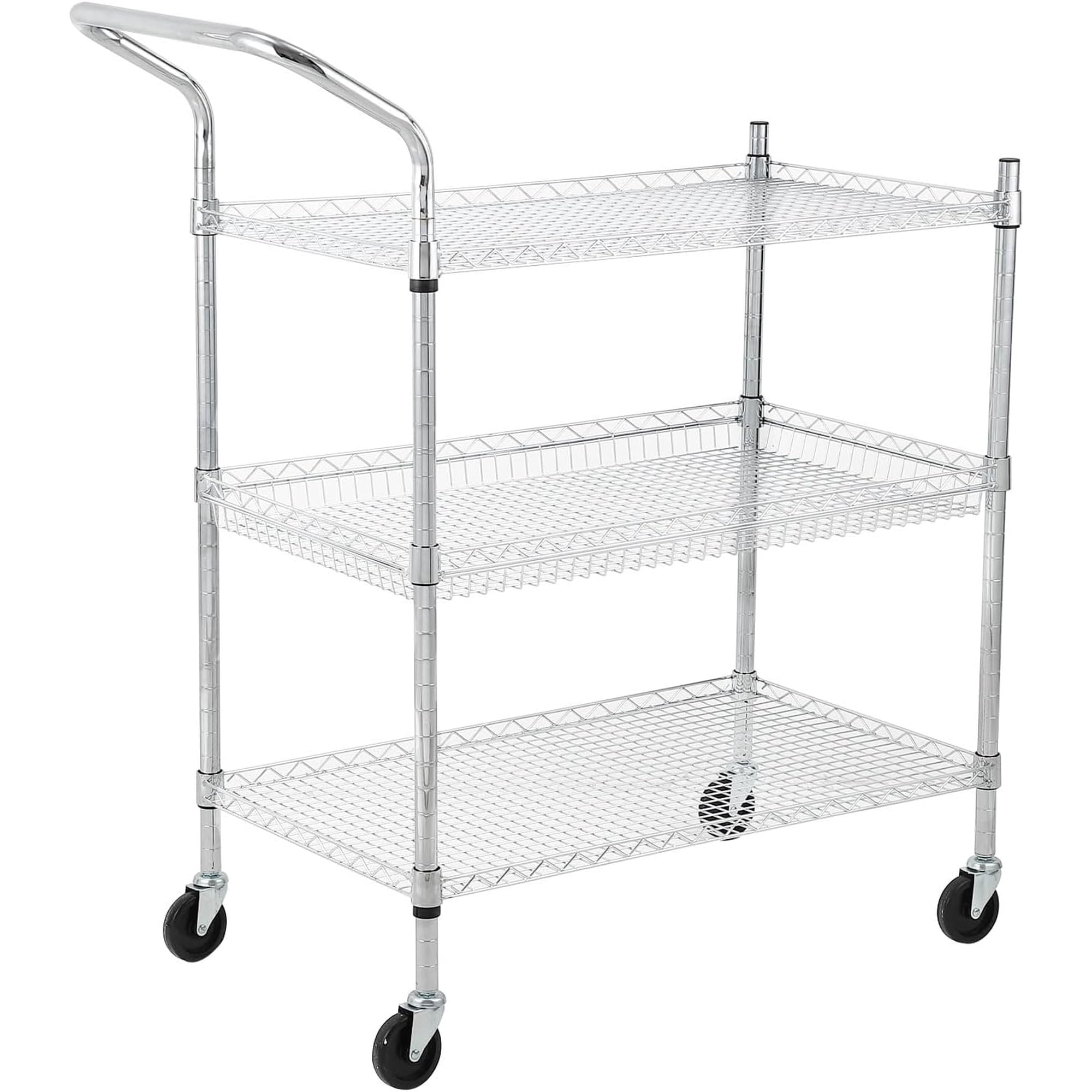 3-Tier Utility Cart with Adjustable Shelves and Industrial Wheels
