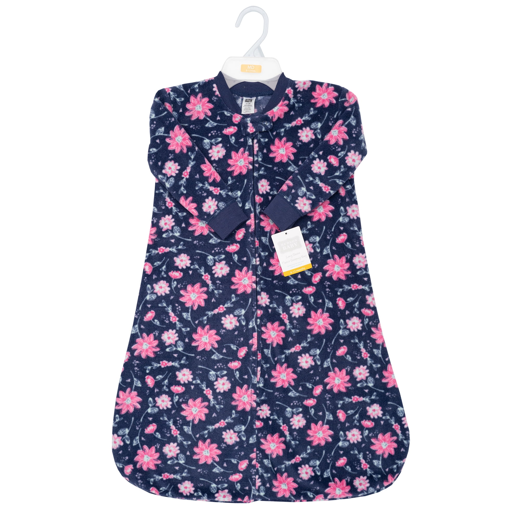 Hudson Baby Infant Girls Long-Sleeve Fleece Sleeping Bag, Botanical, 12-18 Months