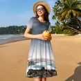 thumbnail image 4 of Balery 3d Lighthouse in the Surf Vestidos sueltos de manga corta para mujer, vestidos de verano 2025, vestidos casuales de corte A con vuelo., 4 of 6