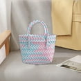 thumbnail image 4 of Colorful Plastic Woven Beach Basket Bag,Summer Toys Storage Tote with Adjustable Strap for Beach Pool Party Daily Use, 4 of 6