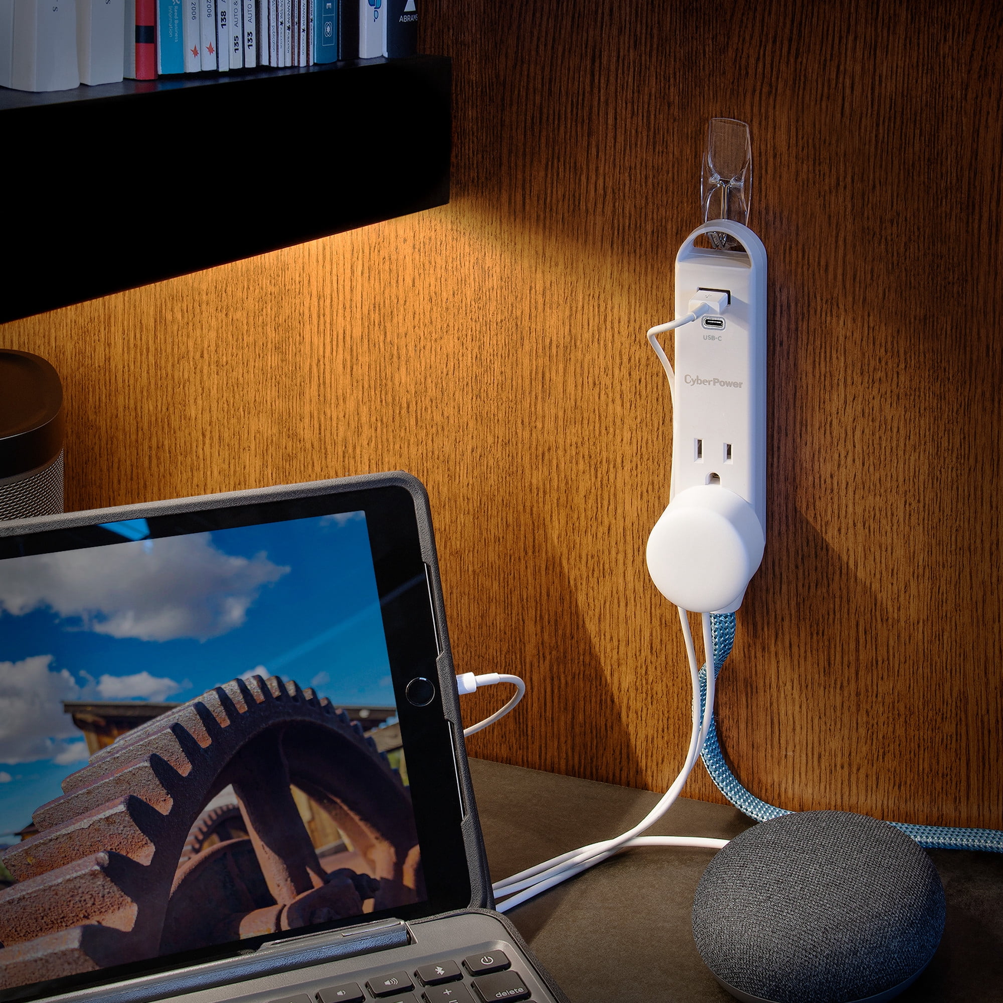CyberPower GC305UCB - 400 Joule White Surge Protector, 1 USB-A Port, 1 USB-C Port, 3 Outlets, 5 ft Cord
