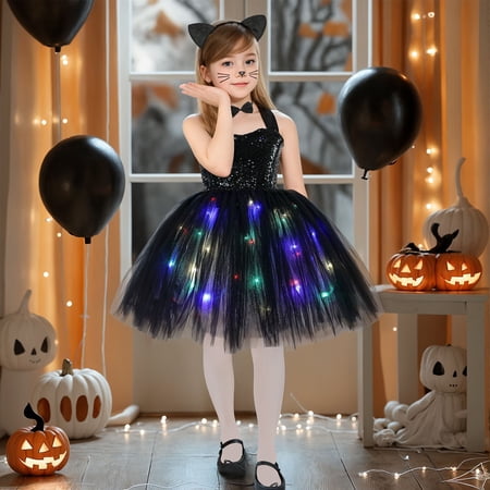 Girls Dresses Glow In The Dark Skirt Illuminating Party Tutu Kids Clothing