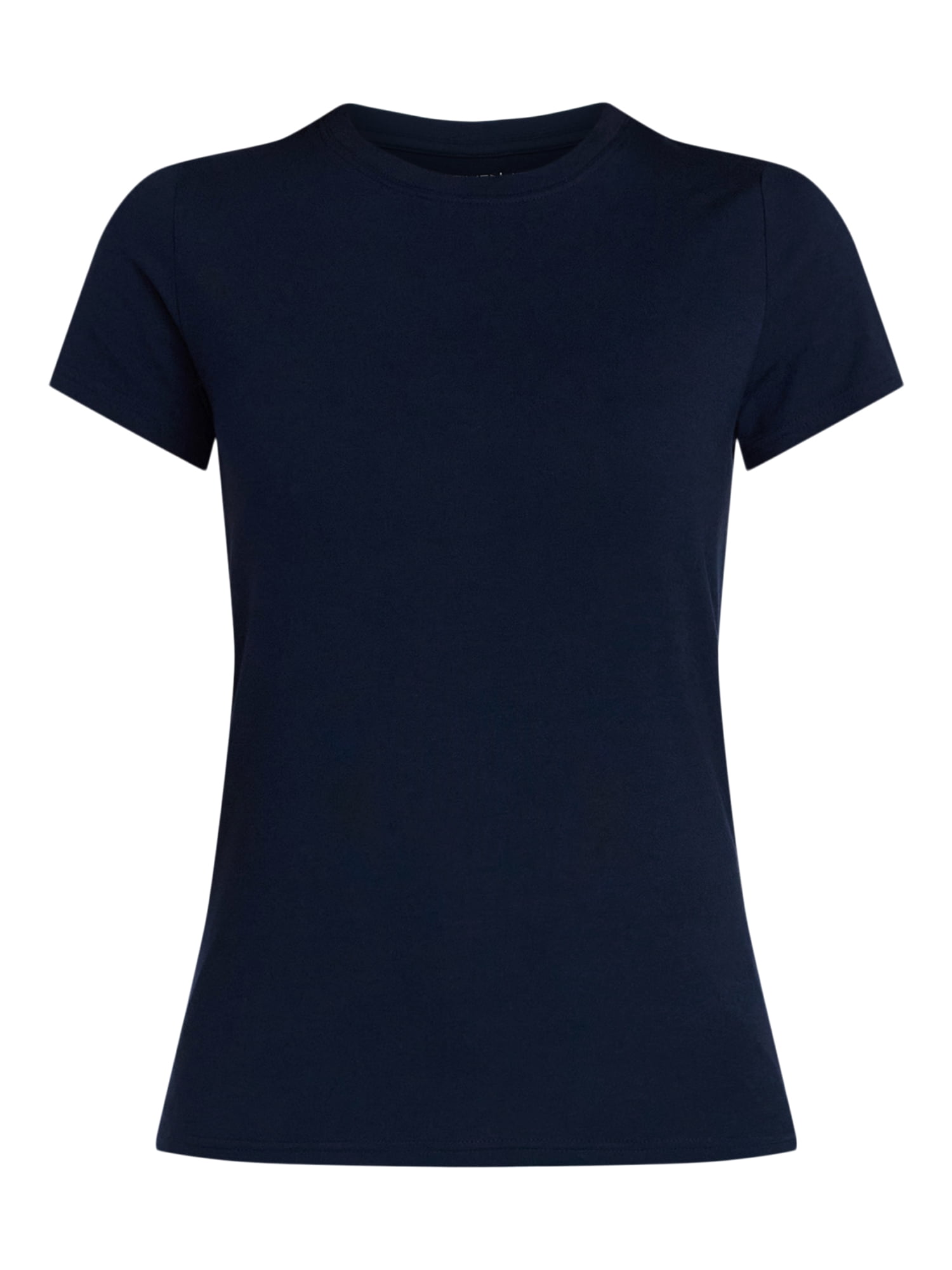 Time and Tru Women's Slim Fit Crewneck Tee with Short Sleeves, Sizes XS-XXXL