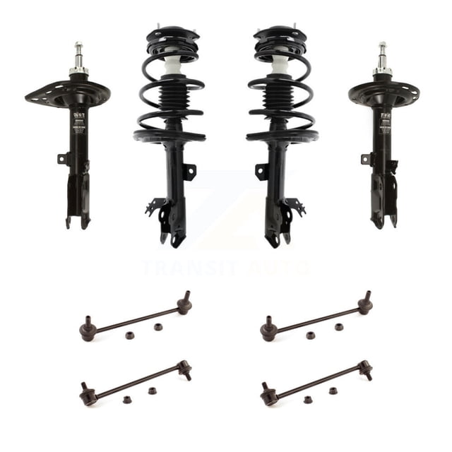 Transit Auto Front Rear Complete Suspension Strut & TOR Bar Link Kit (8Pc) for Car 2012-2017 Toyota Camry LE Hybrid XLE Fits Base Luxury; Excludes Sport Models - KSS-107699