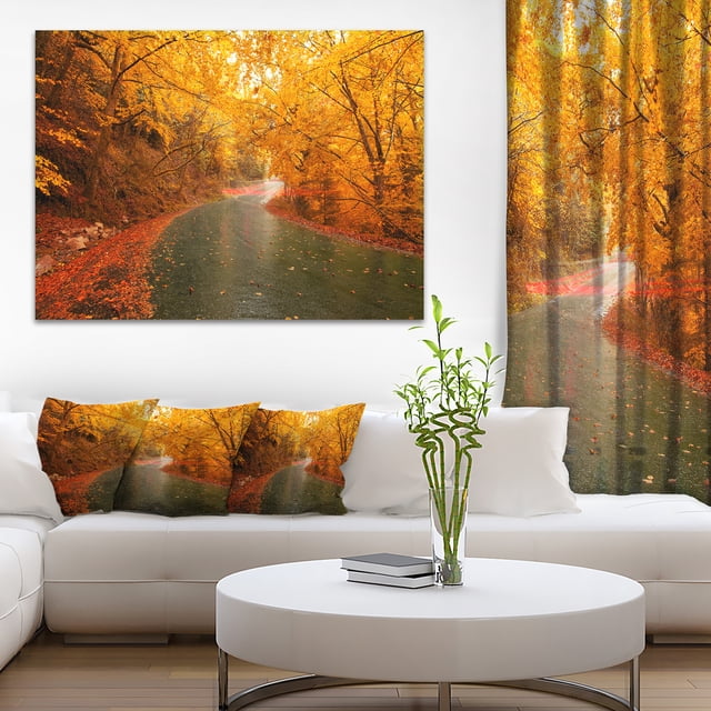 Autumn Light Trails on Road - Landscape Photography Canvas Print