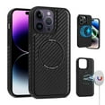 thumbnail image 3 of For Apple iPhone 15 (6.1") Magnetic Designed Carbon Fiber Compatible with Magsafe Support Wireless Charging Phone Case Cover by Xpression - Black, 3 of 7