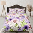 thumbnail image 1 of Rosas púrpuras y rosas Juego de Funda Nórdica Colorido Colcha, Floral Dormitorio Ropa de cama, 1 of 4