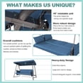 thumbnail image 4 of CHINNLUU Oversized 4 Person Porch Swing with Stand 800 LBS Capacity Adjustable Canopy Backrest Includes Cushions Pillows Patio 2 in 1 Swing Bed for Backyard Garden Poolside, Champagne, 4 of 11