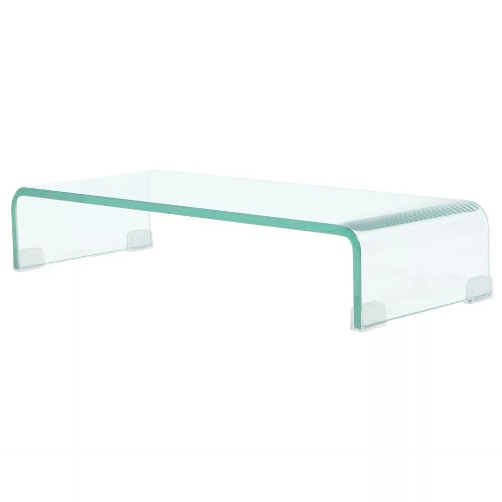 TV Stand Monitor Riser, Glass Computer LCD Desktop Shelf, Desktop TV Stand