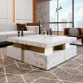 thumbnail image 1 of MODERNLUXE Table Basse Carrée de 43,3 Pouces avec Rangement, Table Basse Moderne avec 4 Tiroirs pour Salon, Blanc, 1 of 8