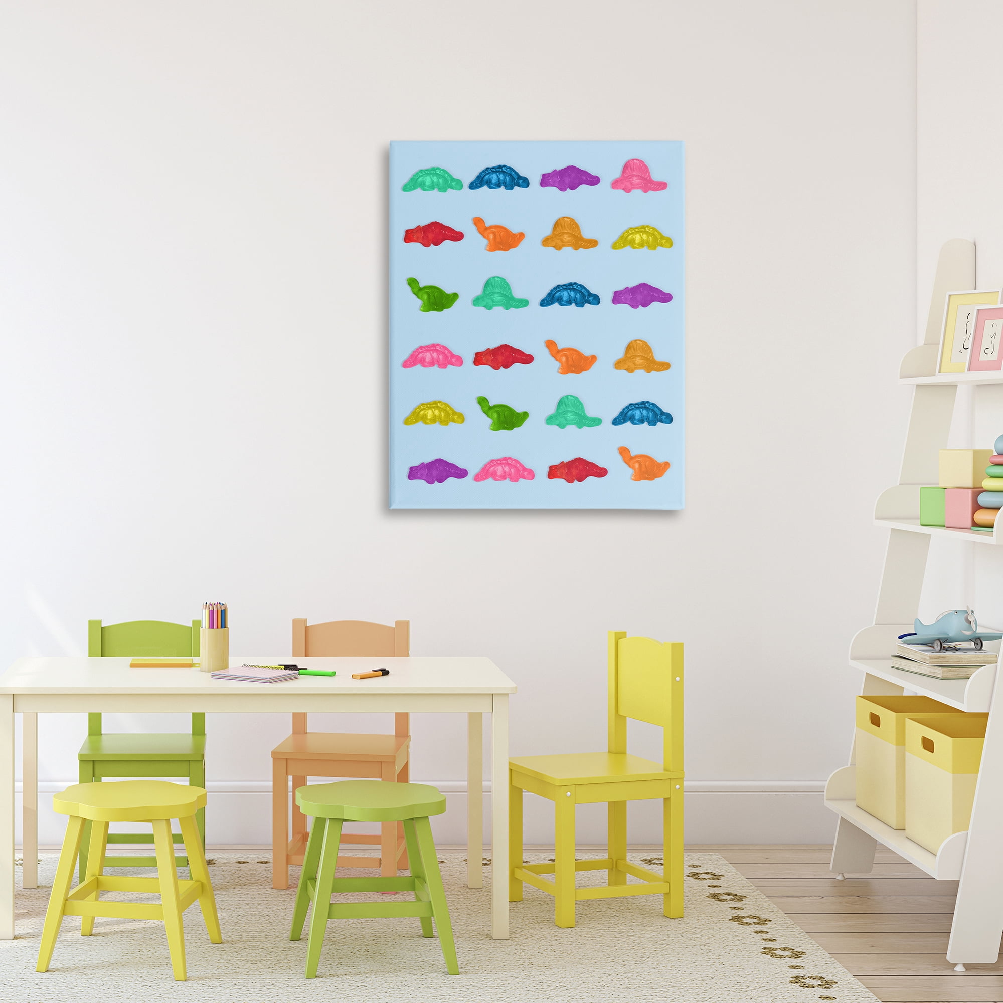 Stupell Industries Colorful Dinosaur Gummies Canvas Wall Art, design by LISH Creative