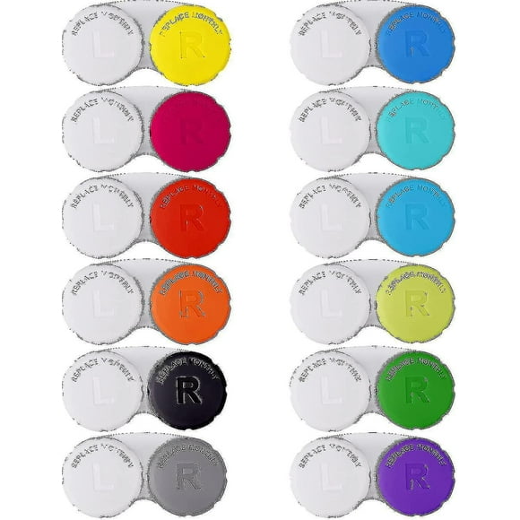 Lishi Colorful Mini Contact Lens Case - Set of 12, Left/Right Eyes Lens Holder