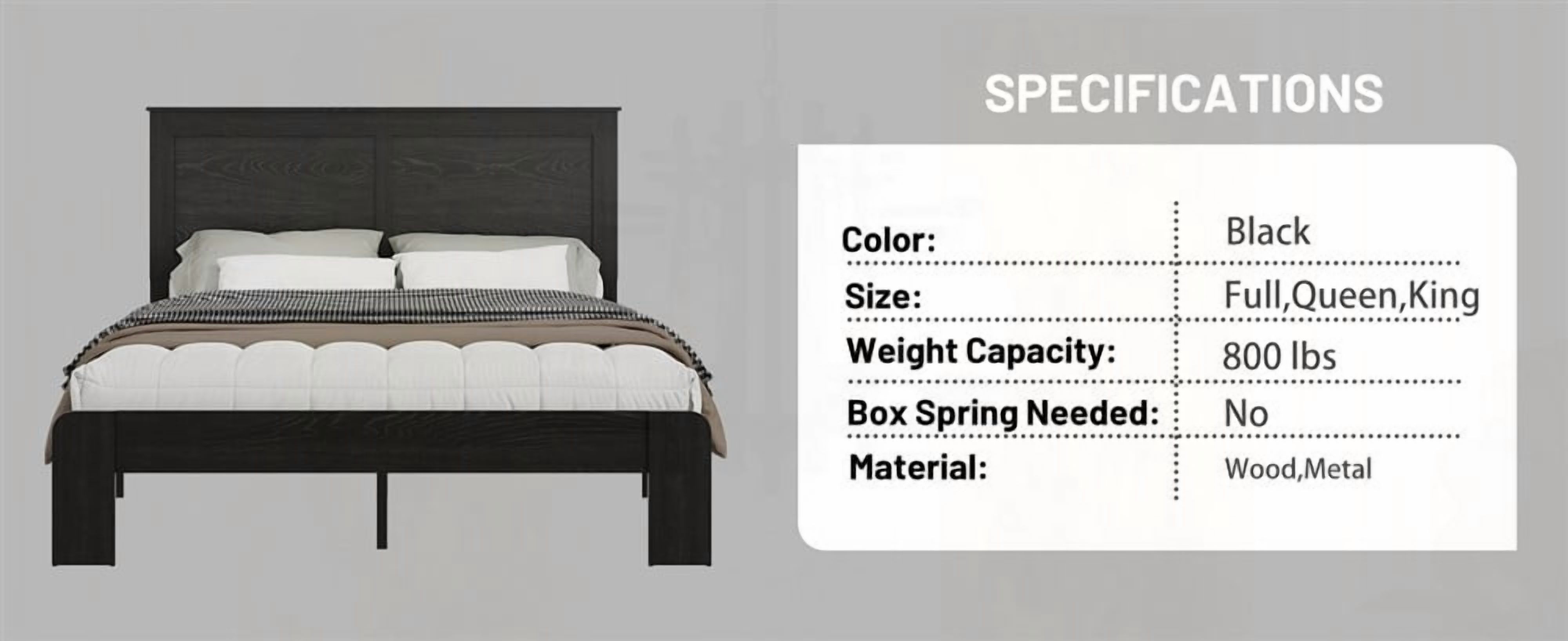 King Size Wood Platform Bed Frame, Noise-Free, No Box Spring Needed, 45-Minute Easy Assembly, Dark Brown