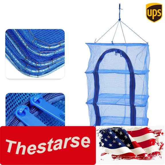 4-Tier Folding Fish Drying Net Hanging Vegetable/Fruit Drying Mesh Multi-Purpose