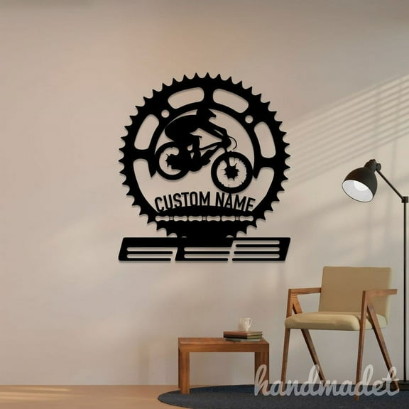 Handmadetneonsign Cycling Medal Hanger Metal Wall Art Light, Cycling Player Metal Sign Wall Decor, Bicycle Sport Metal Decor 46701