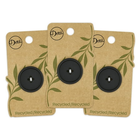 UPC: 0072879308396 | Dritz Recycled Paper Round Button 28mm Black 3 Pack